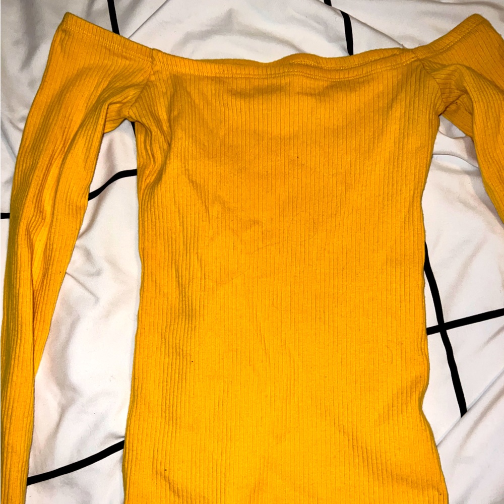 yellow off the shoulder top